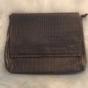 Vince Camuto zipper closure gray embossed crop purse handbag